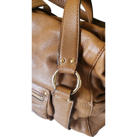 Michael Kors Tan Pebbled Leather Multi Pocket Satchel Shoulder Bag Gold Hardware - Picture 3 of 10